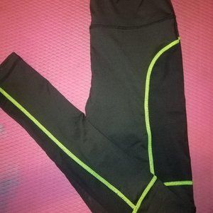 black and green panel mesh leggings
